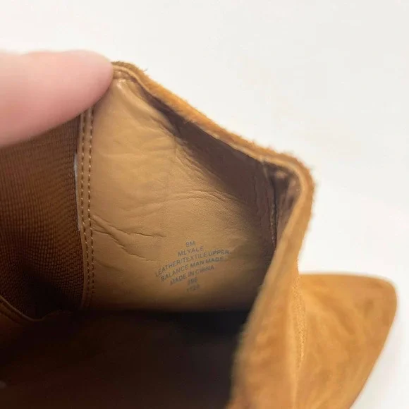 Marc Fisher Yale Cognac Suede Pointed Toe Chelsea Ankle Boots Silver Rand 9M - Picture 8 of 11